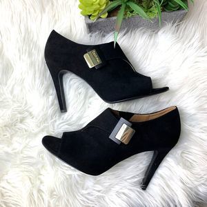 Calvin Klein Stiletto Open Toe Suede Booties